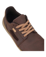 Herren Barfußschuhe aus Leder, Minimalschuhe mit Zehenfreiheit, Bequeme Barfuß Halbschuhe für Alltag & Outdoor, Braun, Made in Portugal