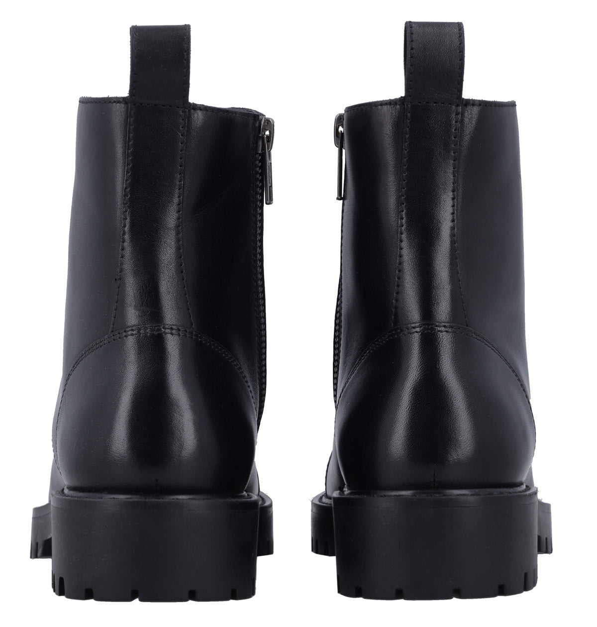 Damen Lederstiefelette mit Schnürung & Reißverschluss, Echtleder Boots, Elegante Business Stiefeletten für Herbst & Winter, Schwarz