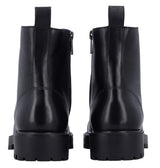 Damen Lederstiefelette mit Schnürung & Reißverschluss, Echtleder Boots, Elegante Business Stiefeletten für Herbst & Winter, Schwarz