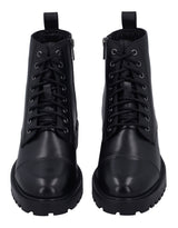 Damen Lederstiefelette mit Schnürung & Reißverschluss, Echtleder Boots, Elegante Business Stiefeletten für Herbst & Winter, Schwarz
