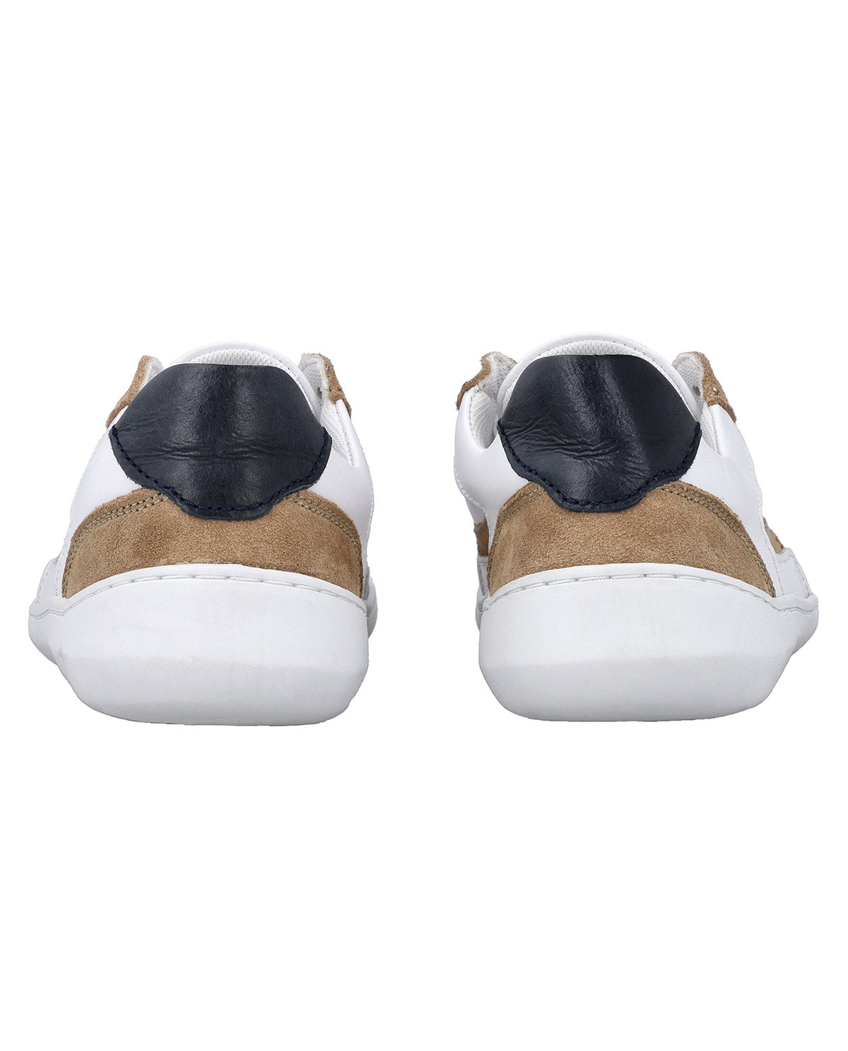 Herren Barfußschuhe aus Leder, Minimalschuhe mit Zehenfreiheit, Bequeme Barfuß Halbschuhe für Alltag & Outdoor, Weiß-Braun, Made in Portugal
