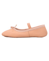 Kinder Ballettschuhe mit angenähtem Gummiband, Weiche Ballettschläppchen mit durchgehender Sohle, Tanzschuhe für Mädchen, Rosa