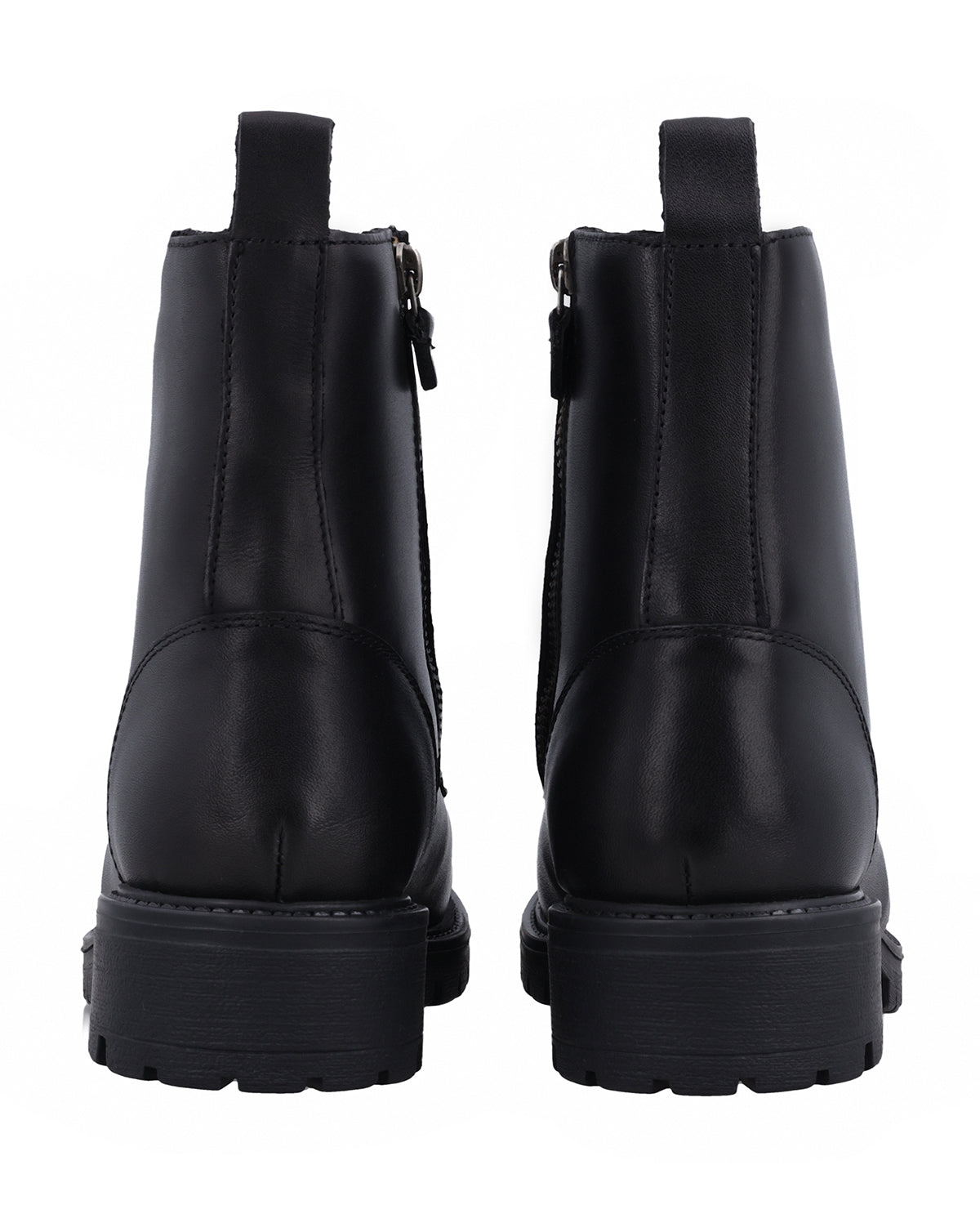Damen Lederstiefeletten mit Reißverschluss & Schnürung, Echtleder Boots, Elegante Business Stiefeletten für Herbst & Winter, Schwarz
