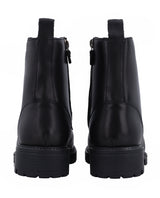 Damen Lederstiefeletten mit Reißverschluss & Schnürung, Echtleder Boots, Elegante Business Stiefeletten für Herbst & Winter, Schwarz
