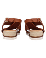 Damen Ledersandalen mit Riemen & leicht erhöhter Sohle, Bequeme Sommer Sandalen mit Keilabsatz, Elegante Sommerschuhe für Alltag & Strand, Orange