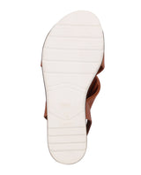 Damen Ledersandalen mit Riemen & leicht erhöhter Sohle, Bequeme Sommer Sandalen mit Keilabsatz, Elegante Sommerschuhe für Alltag & Strand, Orange