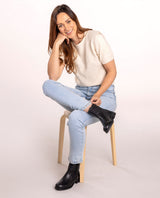 Damen Lederstiefeletten mit Reißverschluss & Schnürung, Echtleder Boots, Elegante Business Stiefeletten für Herbst & Winter, Schwarz