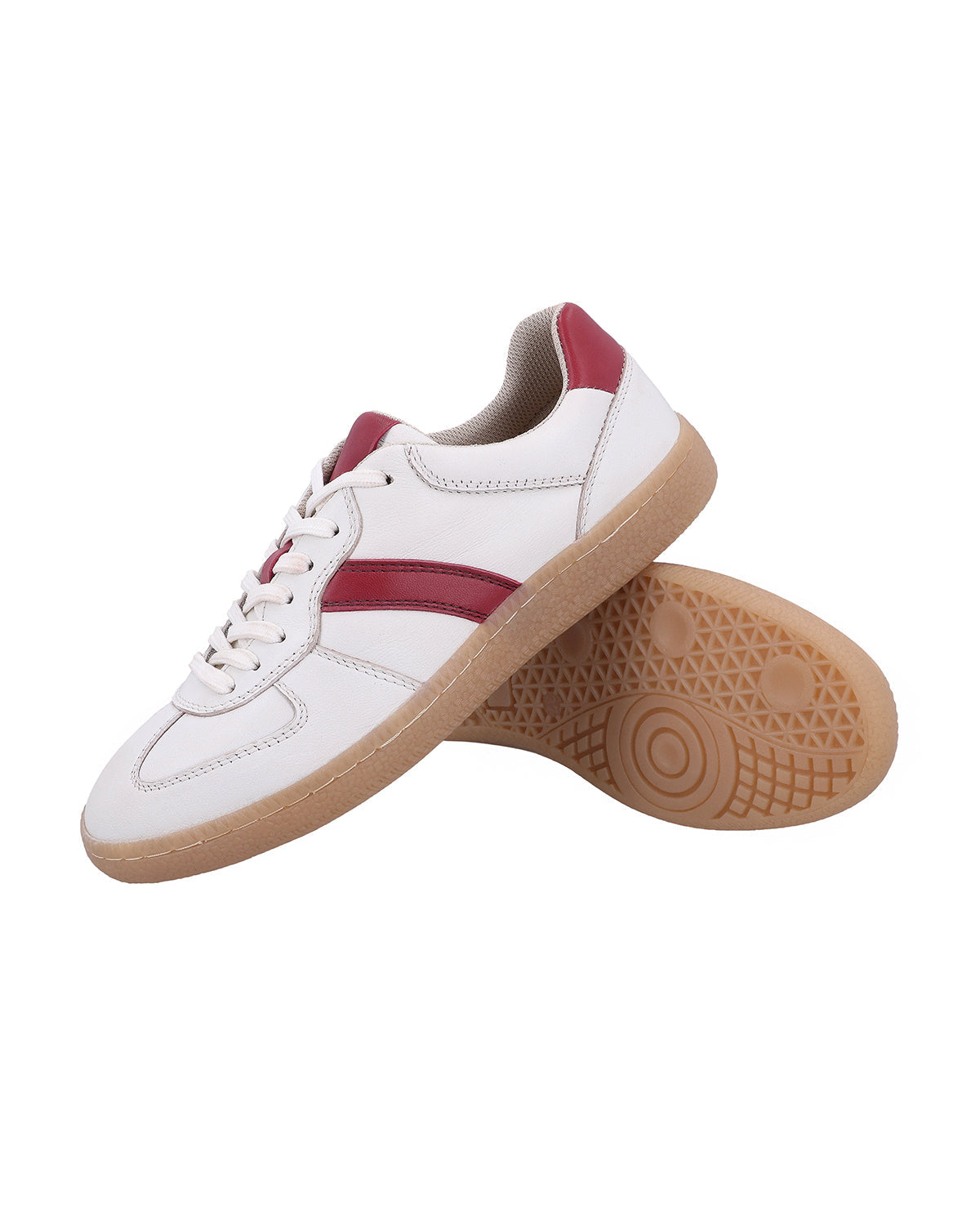 Herren Sneaker Weiß mit roten Akzenten, Bequeme Freizeitschuhe mit flexibler Schnürung, Sportliche Halbschuhe für Alltag & Sport, Weiß-Rot