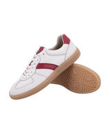 Herren Sneaker Weiß mit roten Akzenten, Bequeme Freizeitschuhe mit flexibler Schnürung, Sportliche Halbschuhe für Alltag & Sport, Weiß-Rot