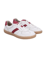 Herren Sneaker Weiß mit roten Akzenten, Bequeme Freizeitschuhe mit flexibler Schnürung, Sportliche Halbschuhe für Alltag & Sport, Weiß-Rot