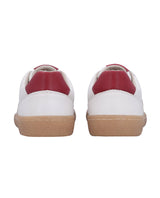Herren Sneaker Weiß mit roten Akzenten, Bequeme Freizeitschuhe mit flexibler Schnürung, Sportliche Halbschuhe für Alltag & Sport, Weiß-Rot