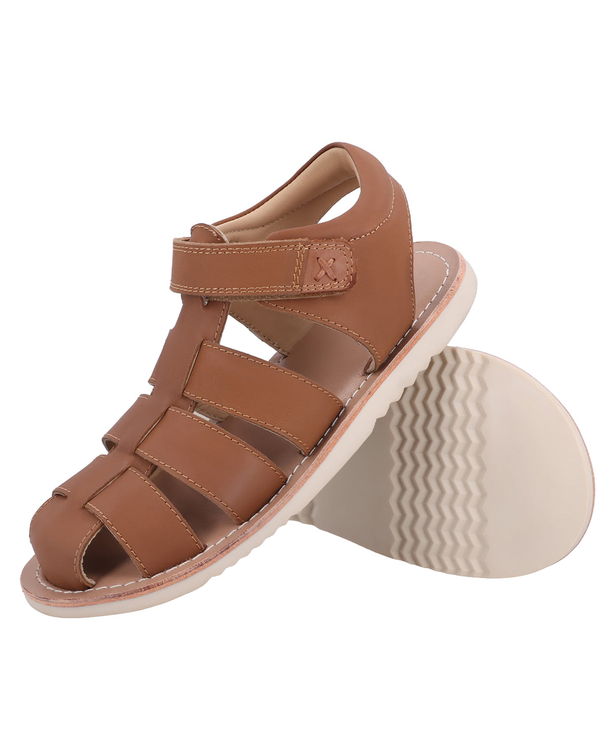 Kinder Sandalen mit Klettverschluss & gepolsterter Ferse, Bequeme Ledersandalen für Jungen & Mädchen, Leichte Sommerschuhe für Kita & Alltag, Braun