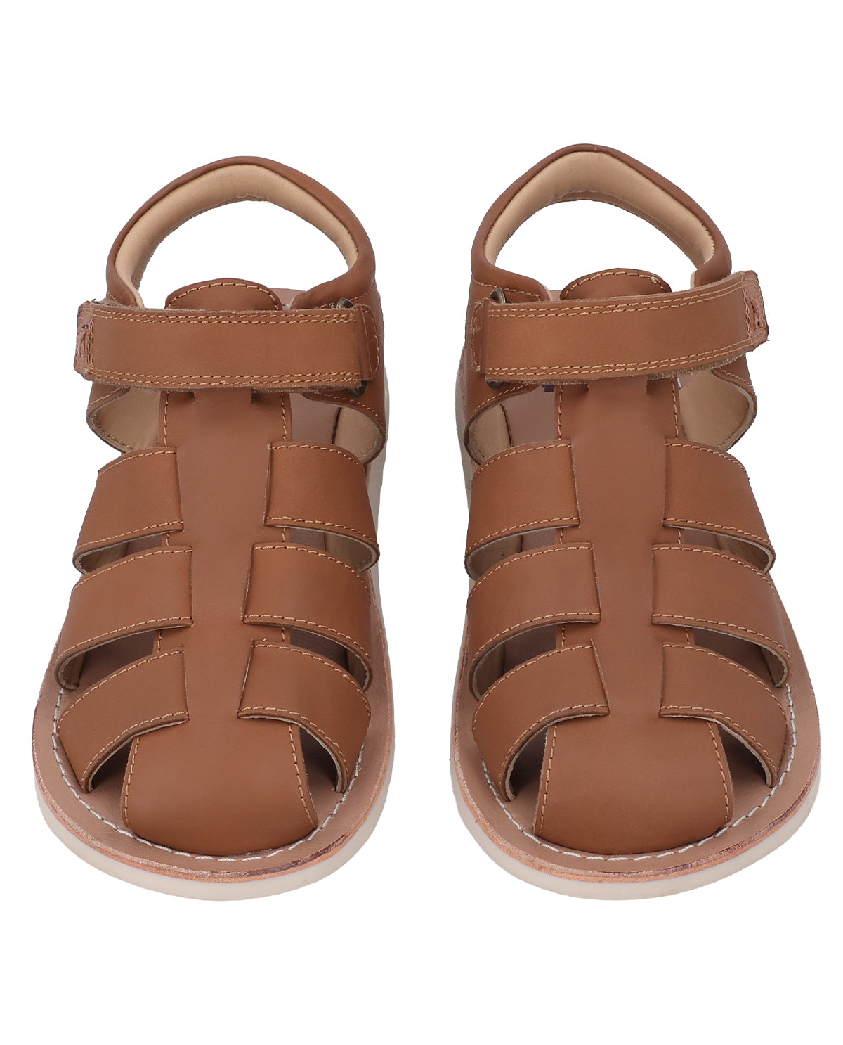 Kinder Sandalen mit Klettverschluss & gepolsterter Ferse, Bequeme Ledersandalen für Jungen & Mädchen, Leichte Sommerschuhe für Kita & Alltag, Braun