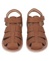 Kinder Sandalen mit Klettverschluss & gepolsterter Ferse, Bequeme Ledersandalen für Jungen & Mädchen, Leichte Sommerschuhe für Kita & Alltag, Braun