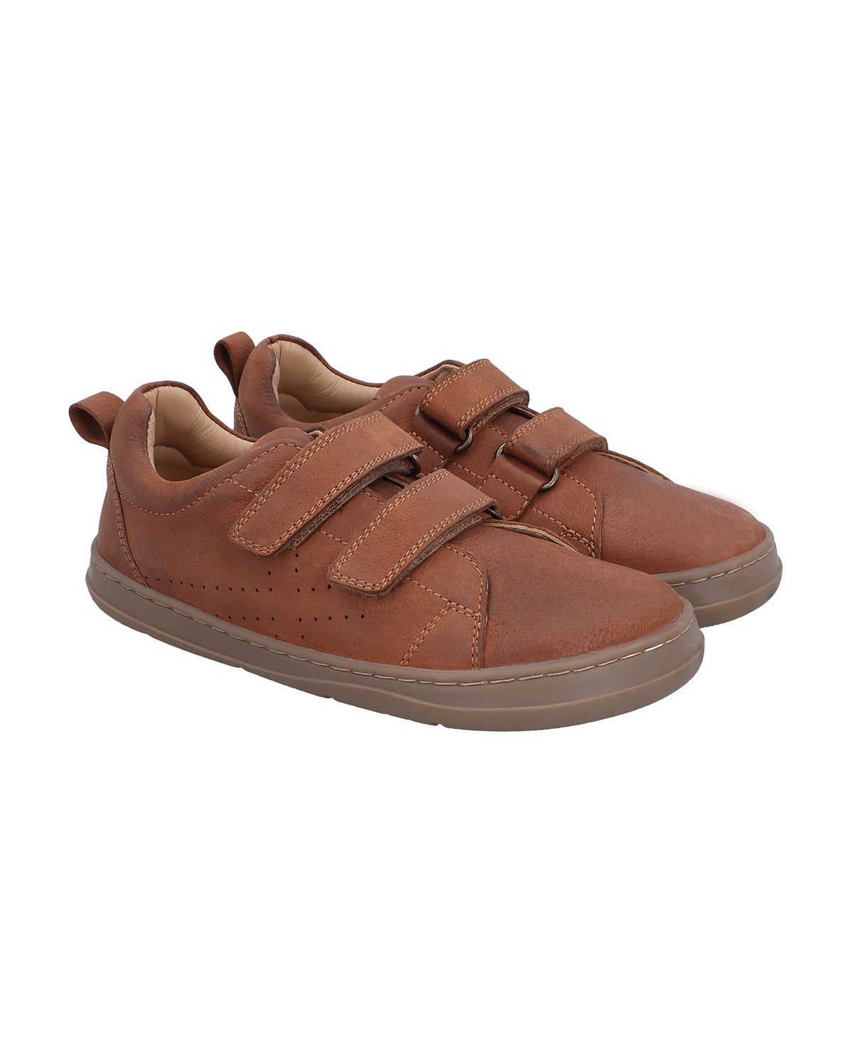 Kinder Barfußschuhe mit Klettverschluss & rutschfester Sohle, Leichte Minimalschuhe für Jungen & Mädchen, Bequeme Barfuß Sneaker für Kita & Alltag, Braun