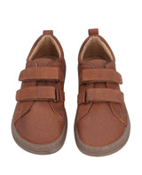 Kinder Barfußschuhe mit Klettverschluss & rutschfester Sohle, Leichte Minimalschuhe für Jungen & Mädchen, Bequeme Barfuß Sneaker für Kita & Alltag, Braun